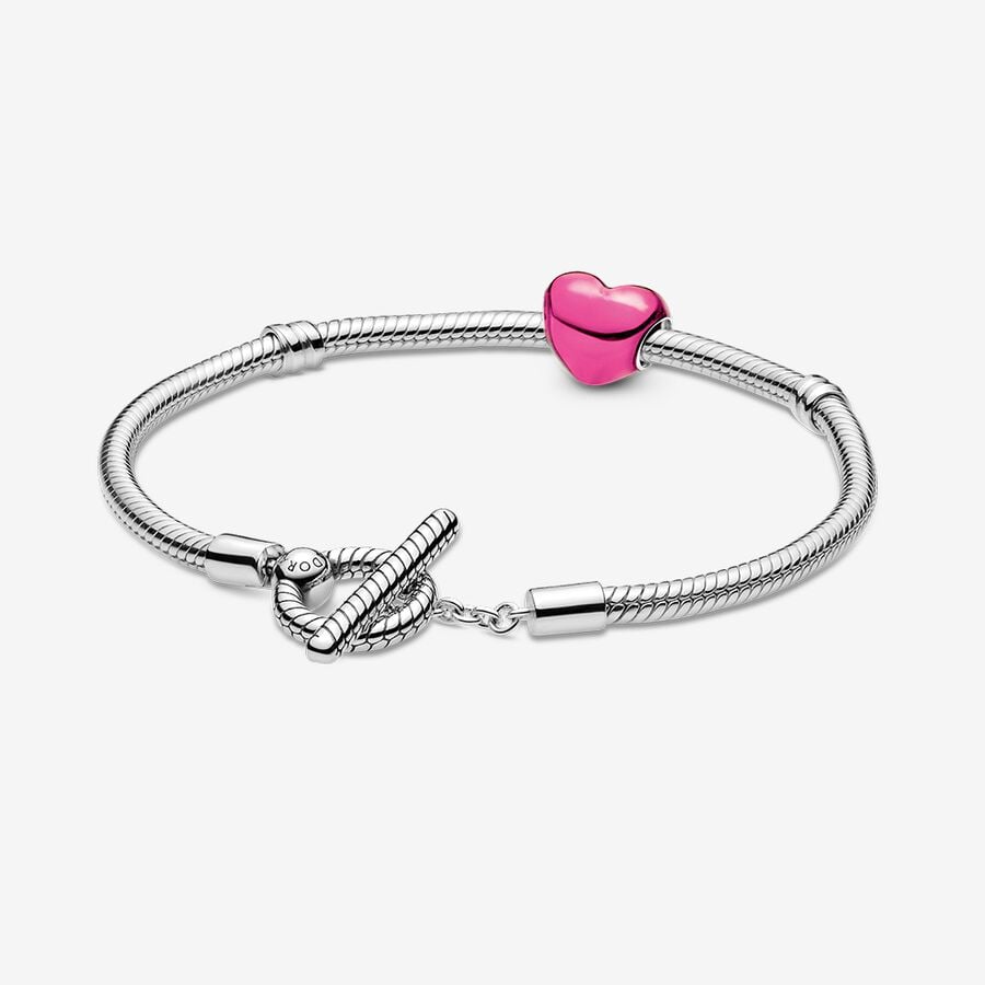 Charm Bracelets Pandora Moments Pink & T-Bar Gift Strieborne | SK492XRYW