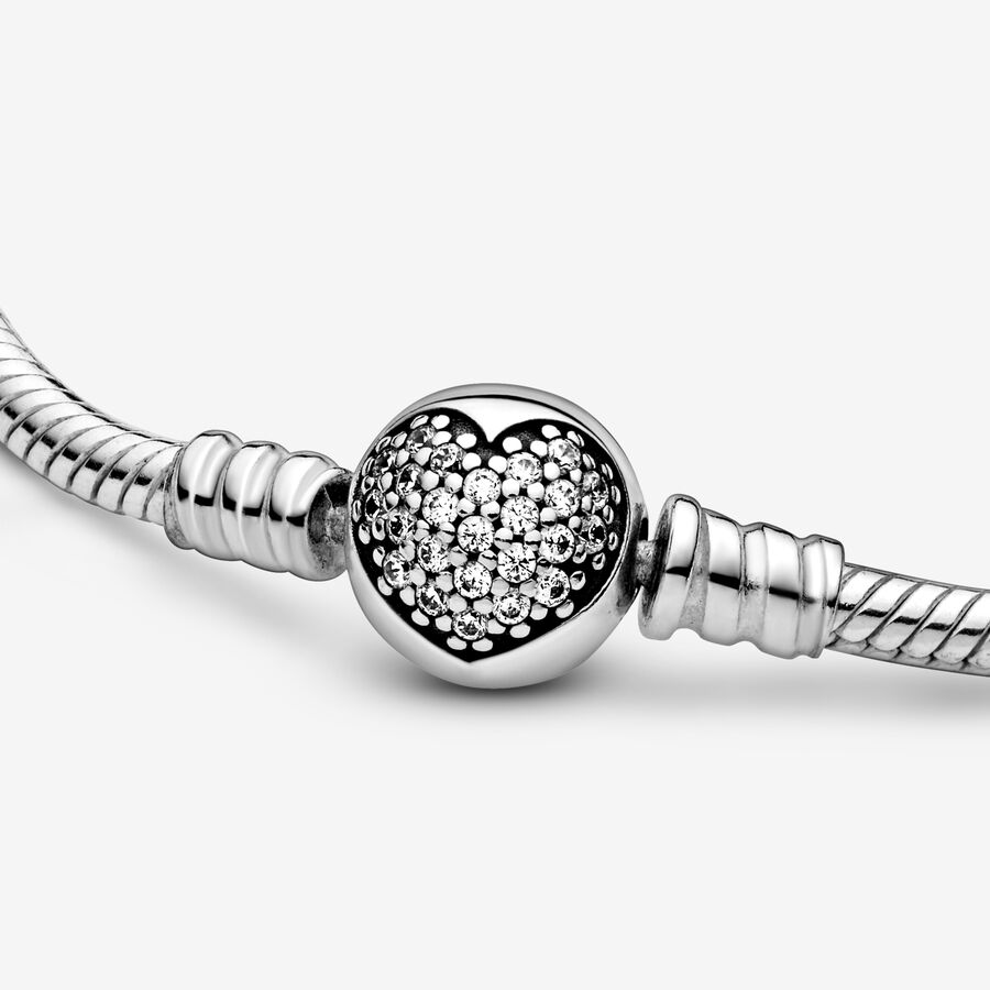 Charm Bracelets Pandora Moments Sparkling Clasp Snake Strieborne | SK407BAYM