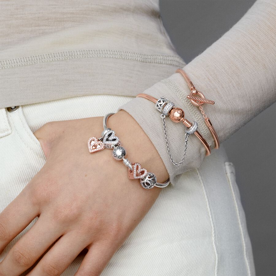 Charm Bracelets Pandora Moments T-Bar Snake Ruzove Zlate | SK592UWHJ