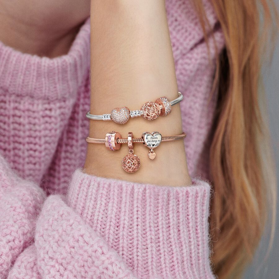 Charm Bracelets Pandora Smooth Clasp Ruzove Zlate | SK034KVAJ