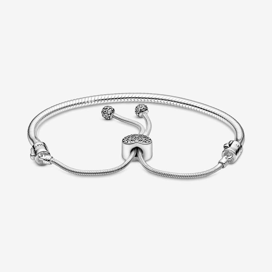 Charm Holders Pandora Moments Pave Clasp Snake Slider Strieborne | SK168OUNH