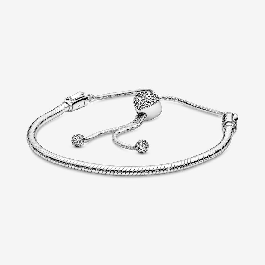 Charm Holders Pandora Moments Pave Clasp Snake Slider Strieborne | SK168OUNH