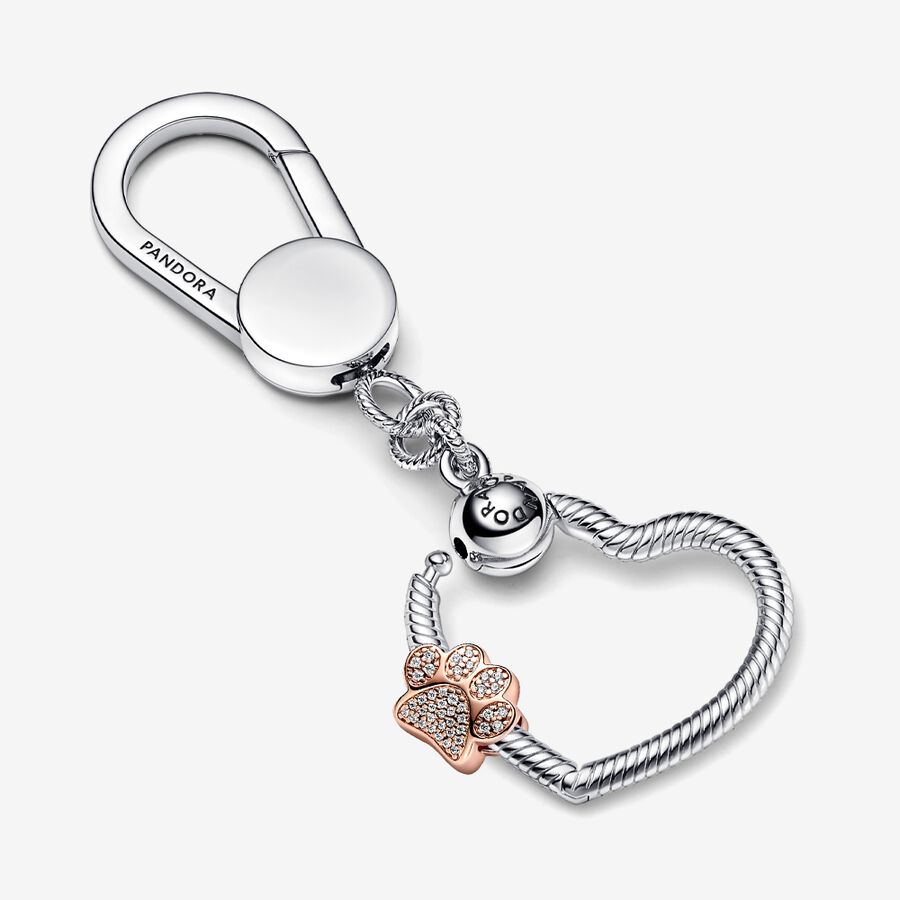 Charm Holders Pandora Sparkling Paw Print Keychain Viacfarebný | SK128BEVJ