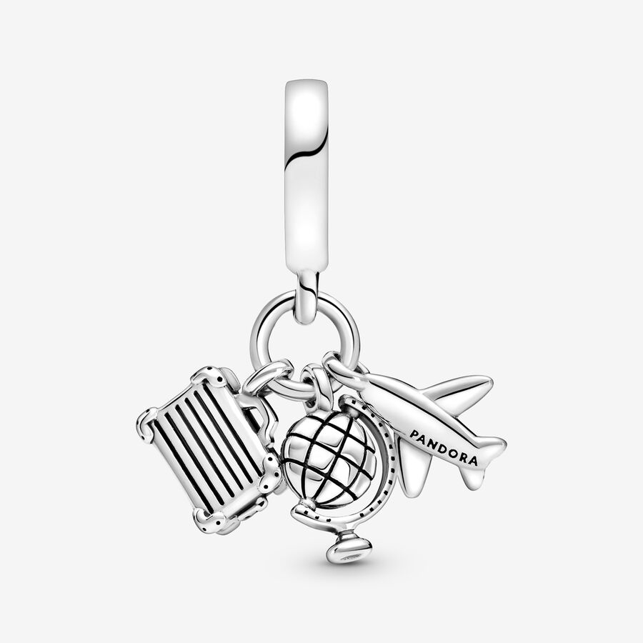 Charms Pandora Airplane Globe & Suitcase Strieborne | SK267DXUC