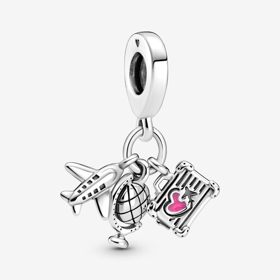 Charms Pandora Airplane Globe & Suitcase Strieborne | SK267DXUC