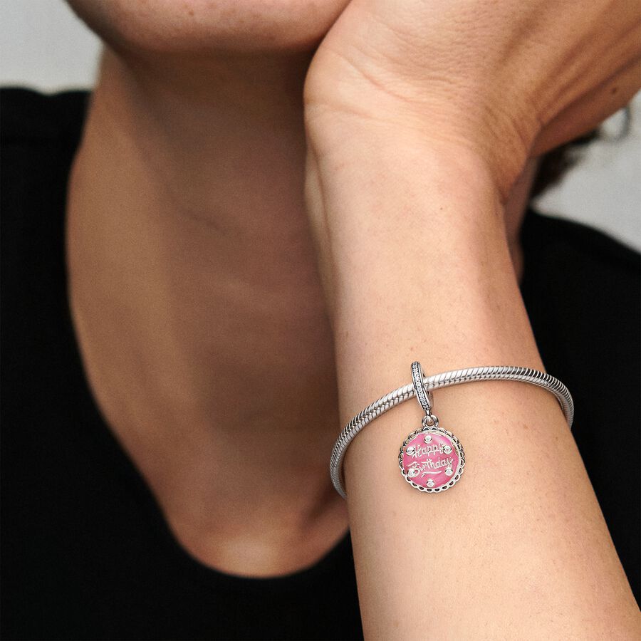 Charms Pandora Pink Birthday Cake Strieborne | SK357CHDS