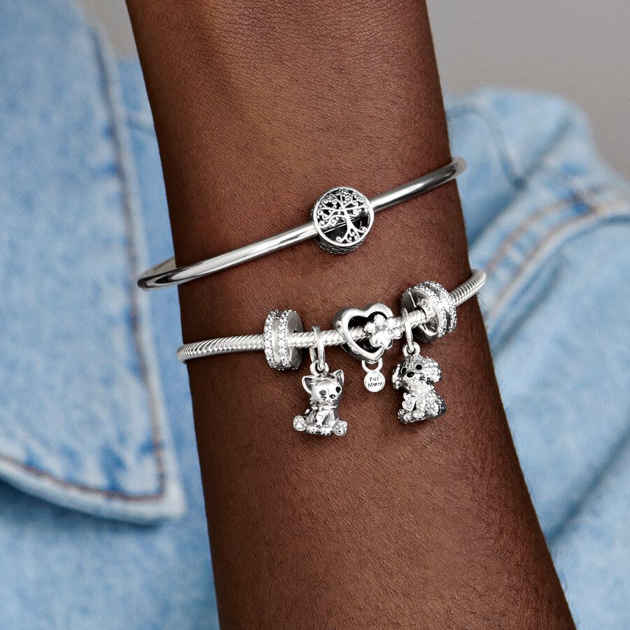 Charms Pandora Sparkling Paw Print & Strieborne | SK730FQRG