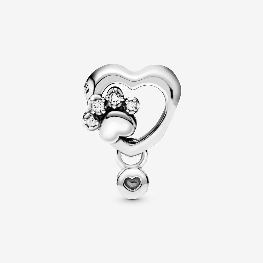 Charms Pandora Sparkling Paw Print & Strieborne | SK730FQRG