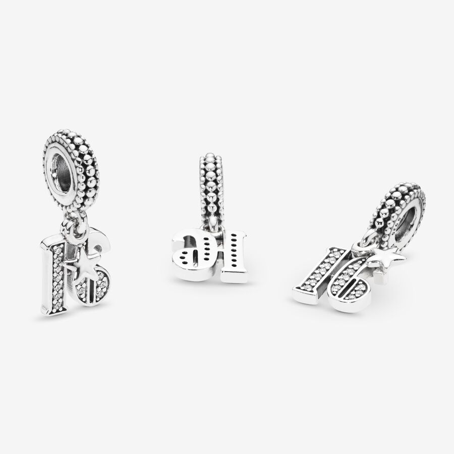 Dangle Charms Pandora 16th Celebration Strieborne | SK975BDYL