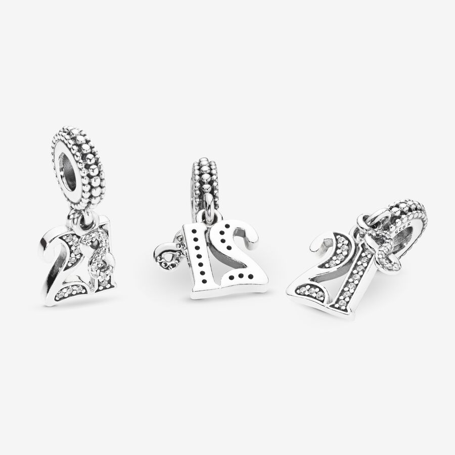 Dangle Charms Pandora 21st Celebration Strieborne | SK736ZUPR