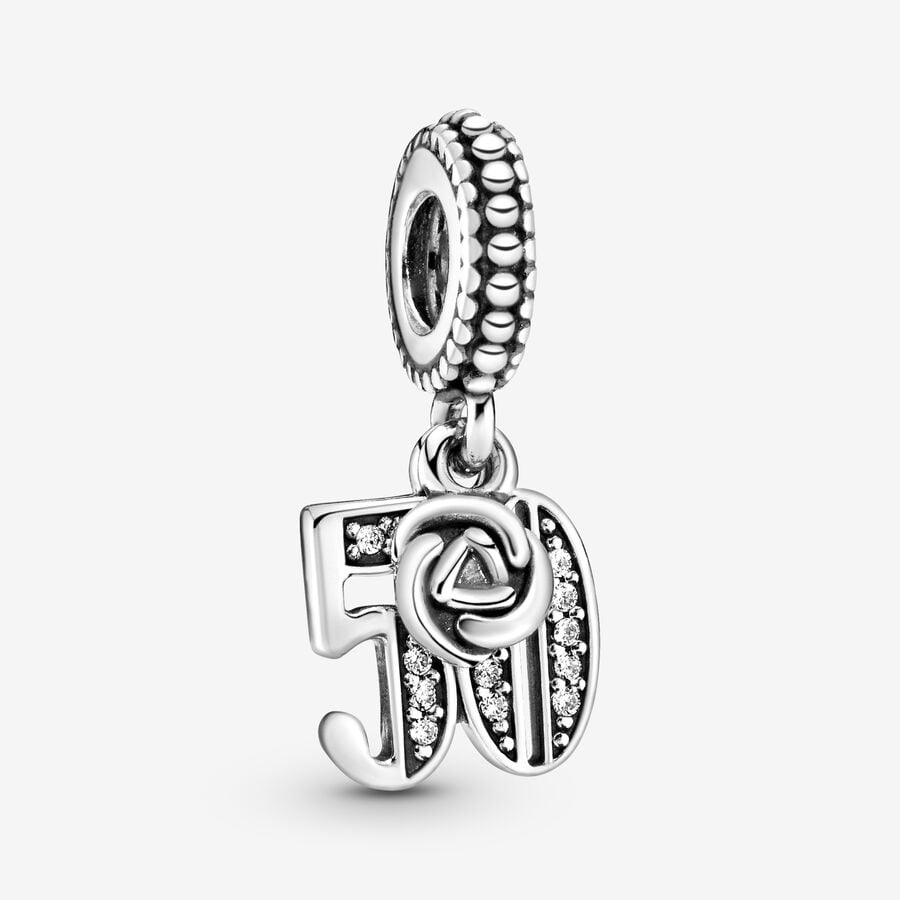 Dangle Charms Pandora 50th Celebration Strieborne | SK951CDPM