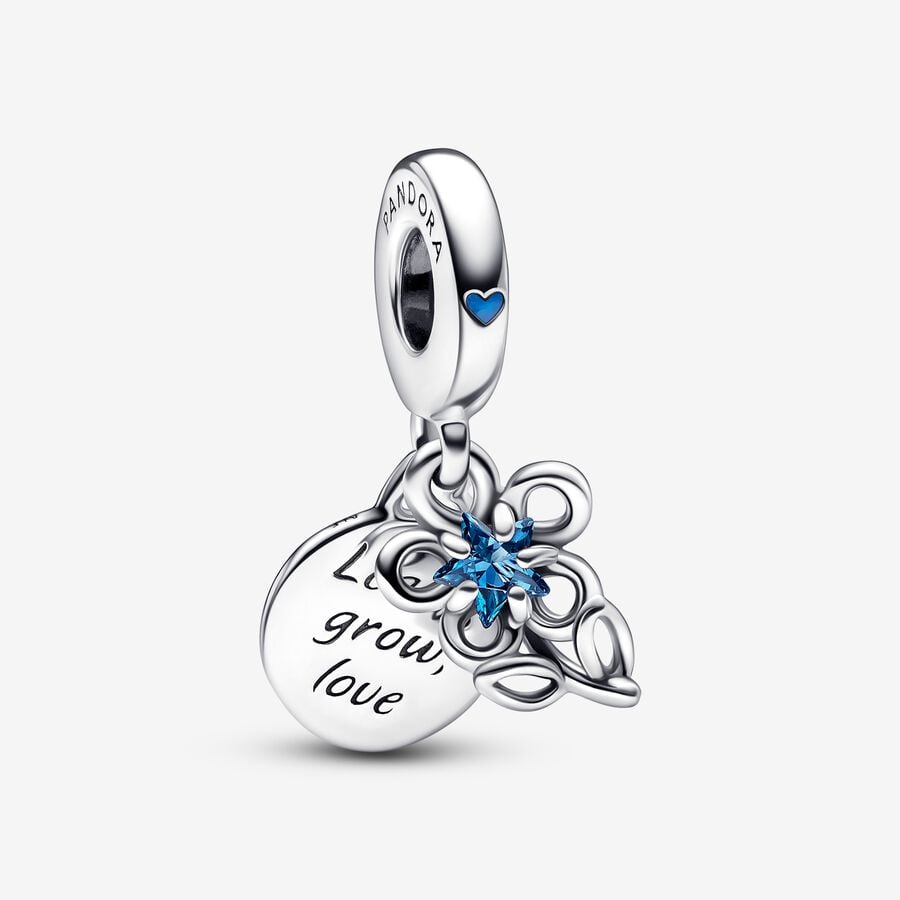 Dangle Charms Pandora Blooming Flower Double Strieborne | SK264AJDW