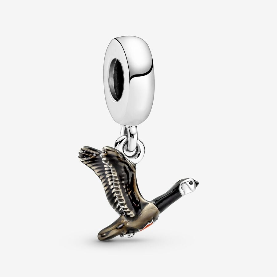 Dangle Charms Pandora Canadian Goose & Maple Leaf Strieborne | SK409DNEI