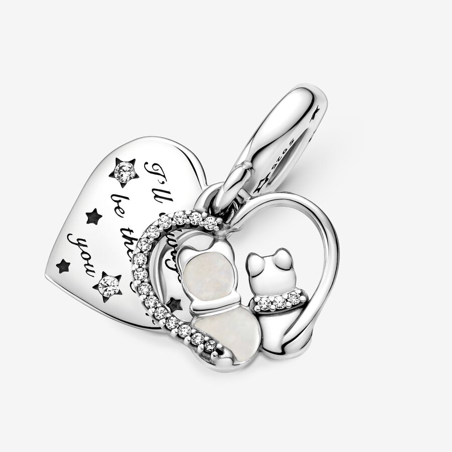 Dangle Charms Pandora Cats & Hearts & Love Strieborne | SK468ZHKV