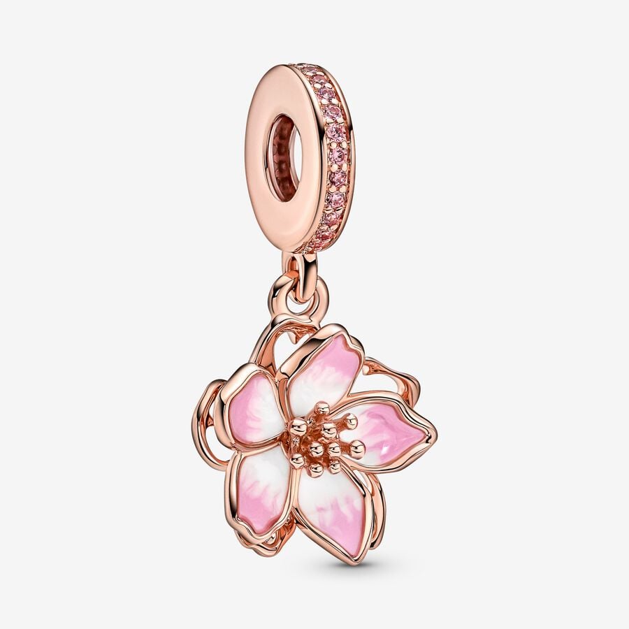 Dangle Charms Pandora Cherry Blossom Ruzove Zlate | SK430ZJOP