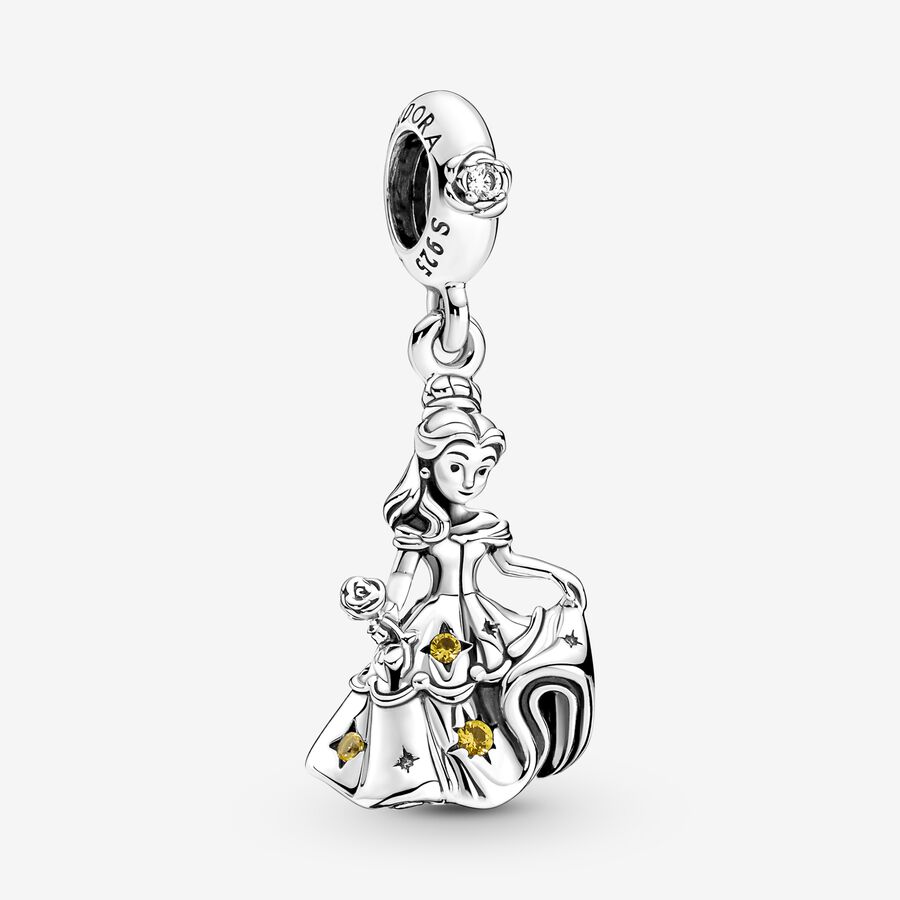 Dangle Charms Pandora Disney Beauty the Beast Dancing Belle Strieborne | SK165CAKB