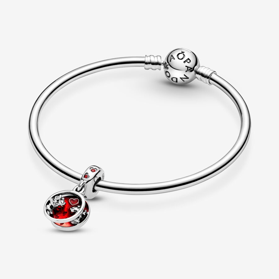 Dangle Charms Pandora Disney Mickey Mouse & Minnie Mouse Hearts & Love Kisses Strieborne | SK628KYNV