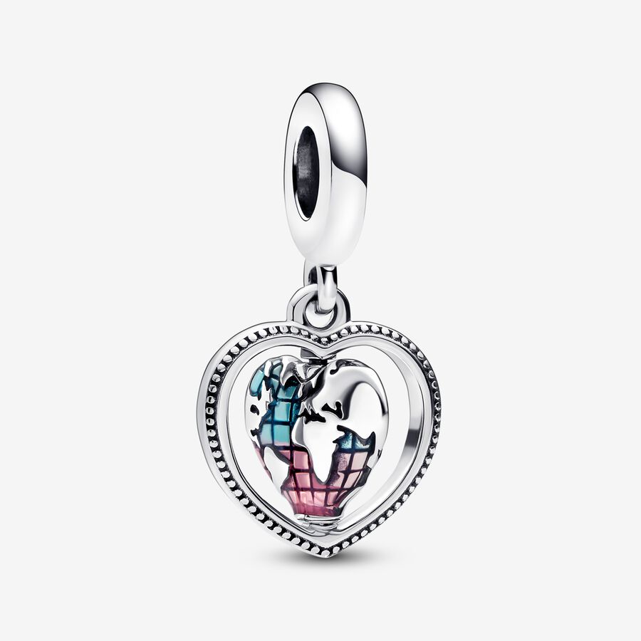 Dangle Charms Pandora Family & Friends Spinning Globe Strieborne | SK346KHQG