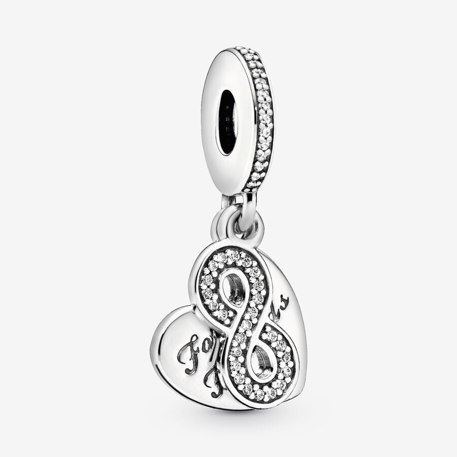 Dangle Charms Pandora Forever Family & Friends with Clear CZ Strieborne | SK674JDGW