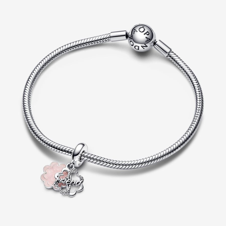 Dangle Charms Pandora Four-leaf Clover Family & Friendship Double Strieborne | SK938OCWM