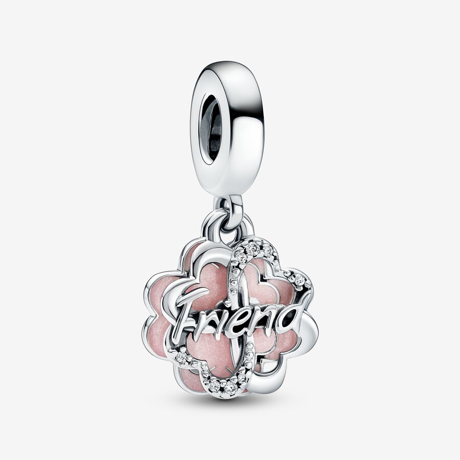 Dangle Charms Pandora Four-leaf Clover Family & Friendship Double Strieborne | SK938OCWM