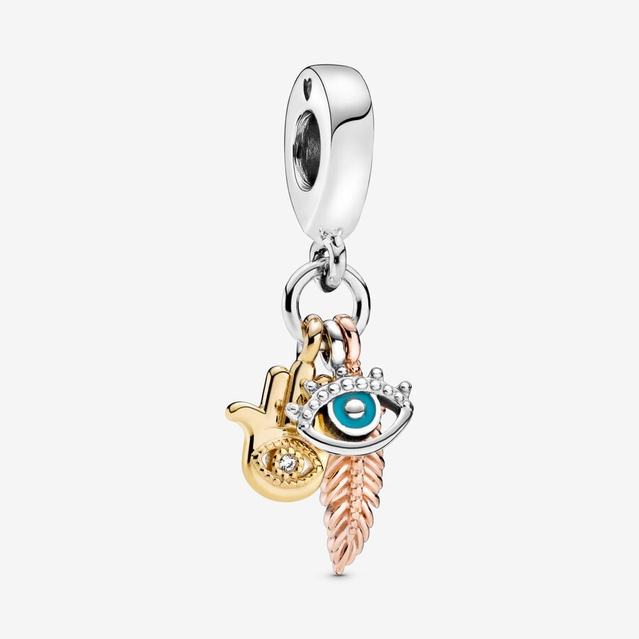 Dangle Charms Pandora Hamsa All-seeing Eye & Feather Spirituality Viacfarebný | SK173VYFR