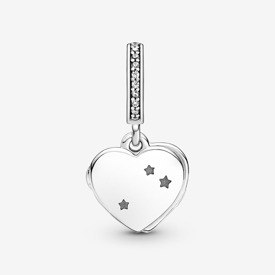 Dangle Charms Pandora Heart Flag & Remembrance Ribbon Double Strieborne | SK427TWIO