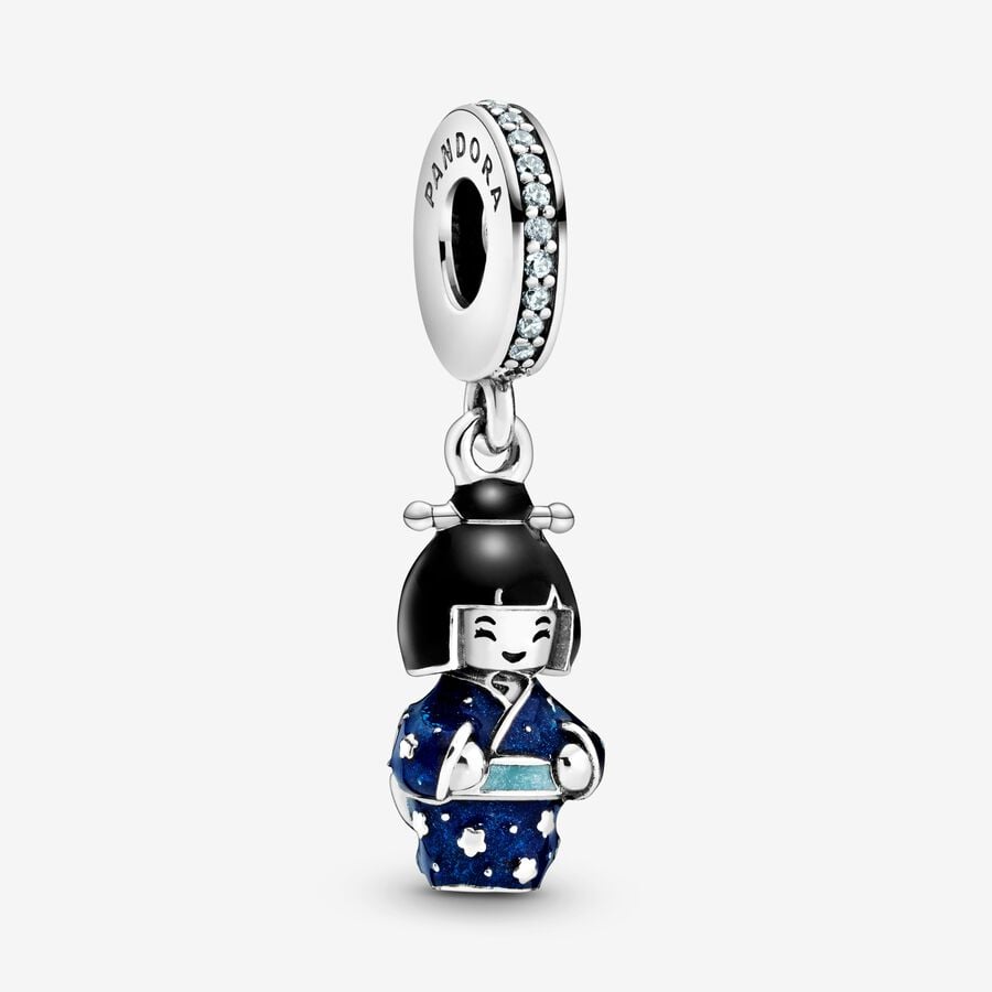 Dangle Charms Pandora Japanese Doll in Blue Kimono Strieborne | SK759MLTU