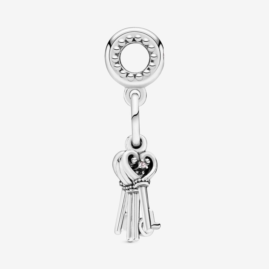 Dangle Charms Pandora Keys of Hearts & Love Strieborne | SK592ULEP