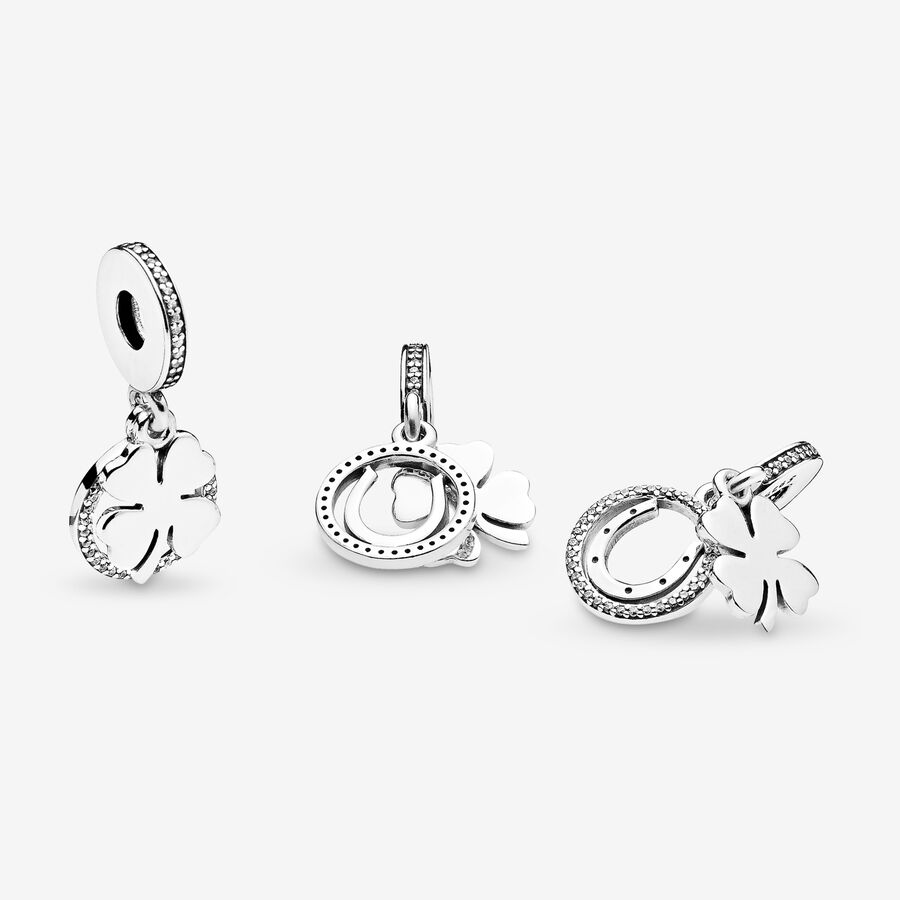 Dangle Charms Pandora Lucky Four-Leaf Clover Strieborne | SK176DLVJ