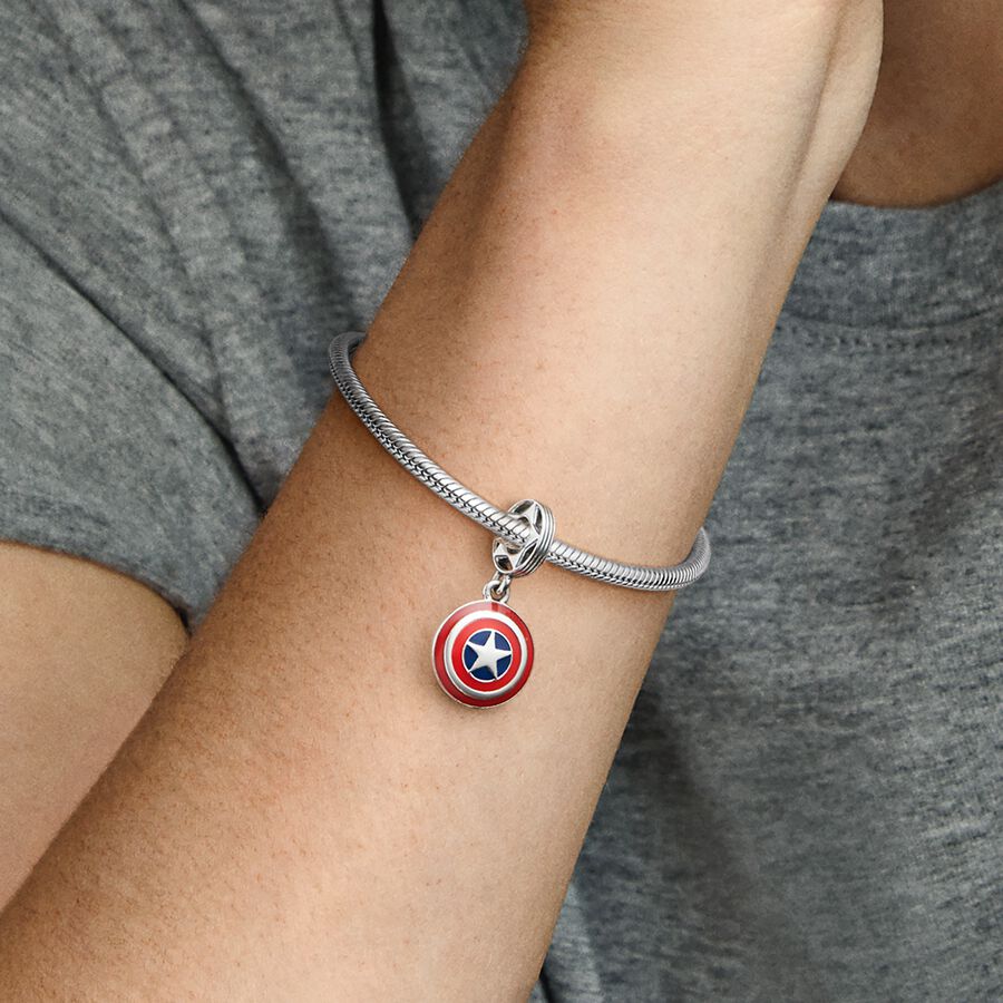 Dangle Charms Pandora Marvel The Avengers Captain America Shield Strieborne | SK367RSOV