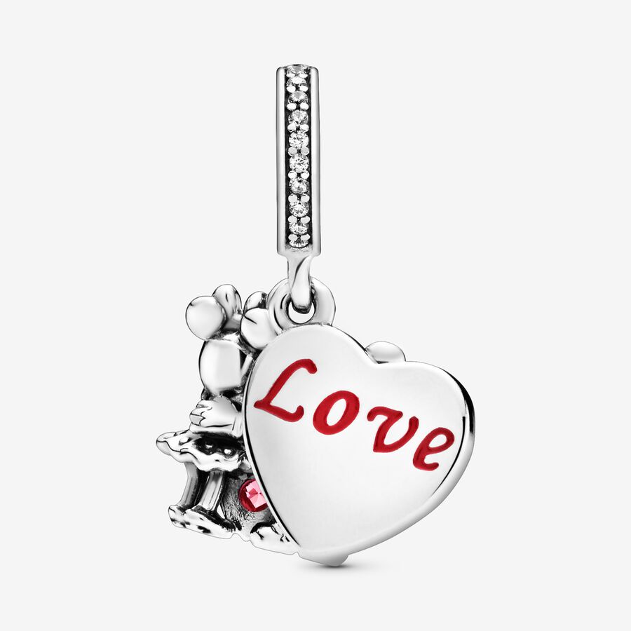 Dangle Charms Pandora Minnie & Mickey With Hearts & Love Strieborne | SK476HDSK