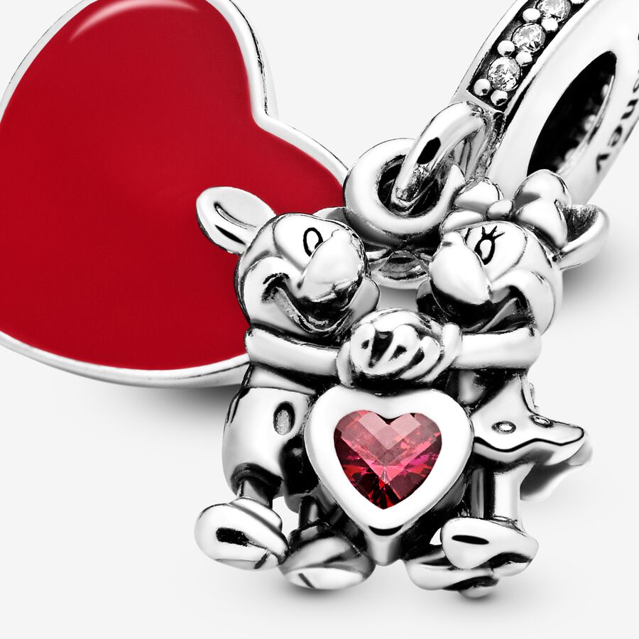 Dangle Charms Pandora Minnie & Mickey With Hearts & Love Strieborne | SK476HDSK