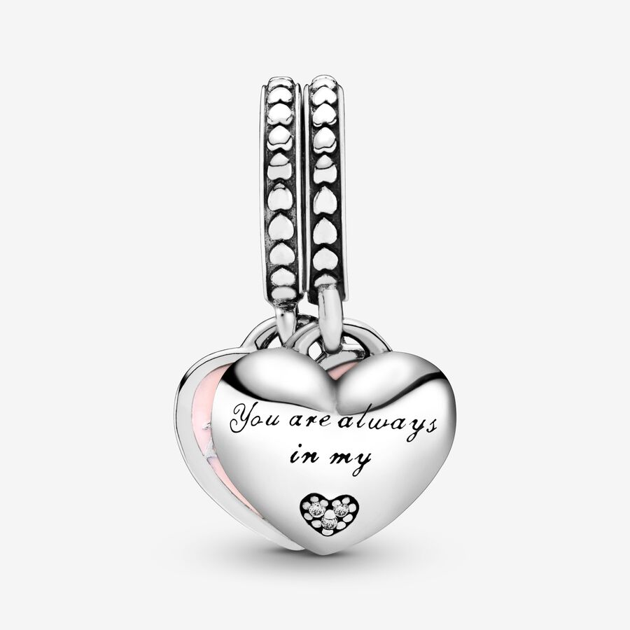 Dangle Charms Pandora Mother & Daughter Hearts & Love with Clear CZ Strieborne | SK249BAZQ