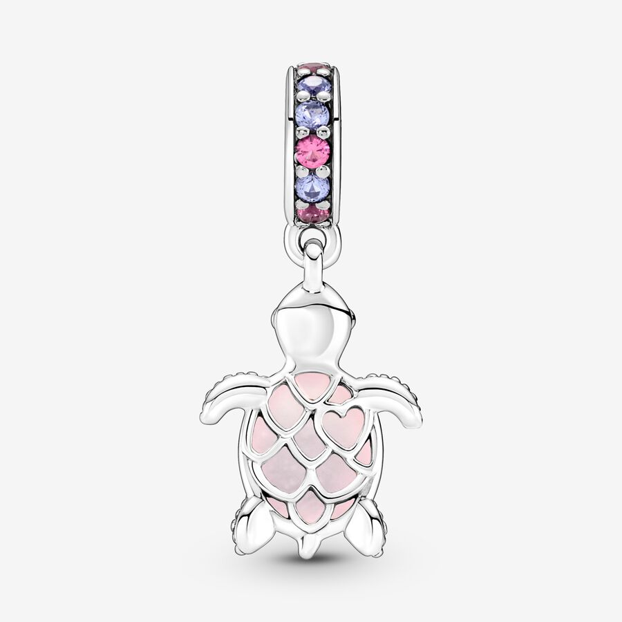 Dangle Charms Pandora Murano Glass Pink Sea Turtle Strieborne | SK201USBP