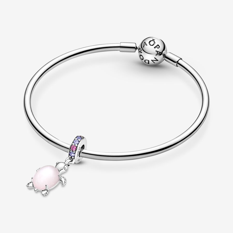 Dangle Charms Pandora Murano Glass Pink Sea Turtle Strieborne | SK201USBP