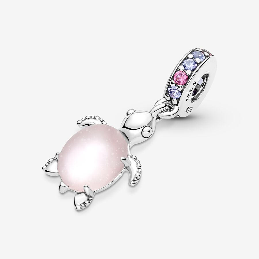 Dangle Charms Pandora Murano Glass Pink Sea Turtle Strieborne | SK201USBP