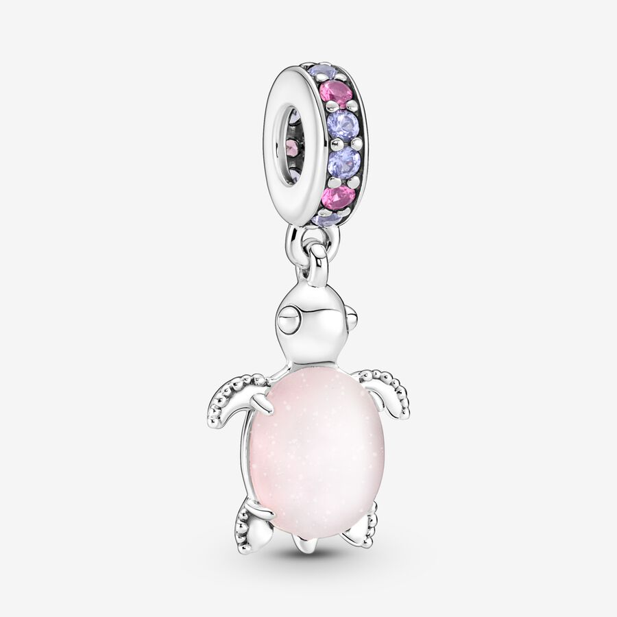 Dangle Charms Pandora Murano Glass Pink Sea Turtle Strieborne | SK201USBP