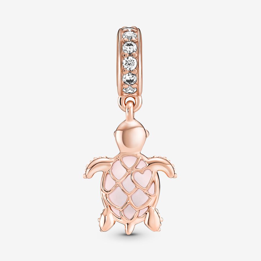 Dangle Charms Pandora Murano Glass Pink Sea Turtle Ruzove Zlate | SK759FWXY