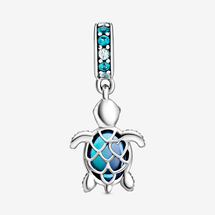 Dangle Charms Pandora Murano Glass Sea Turtle Strieborne | SK349ZUWM