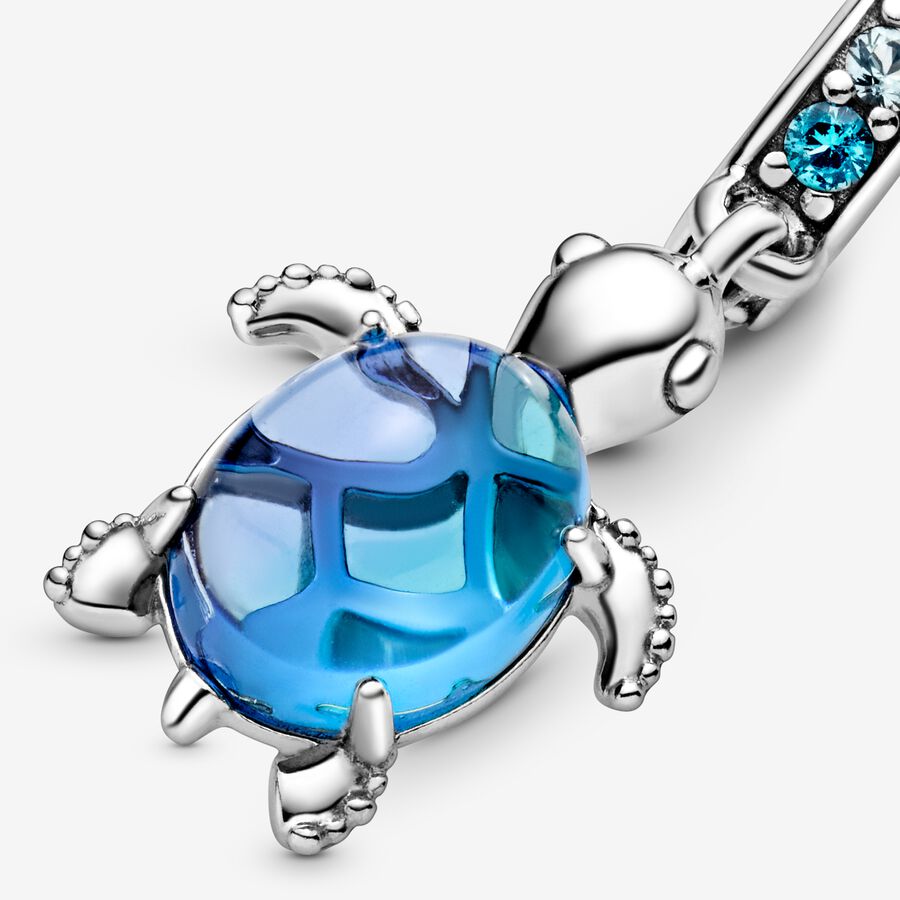 Dangle Charms Pandora Murano Glass Sea Turtle Strieborne | SK349ZUWM