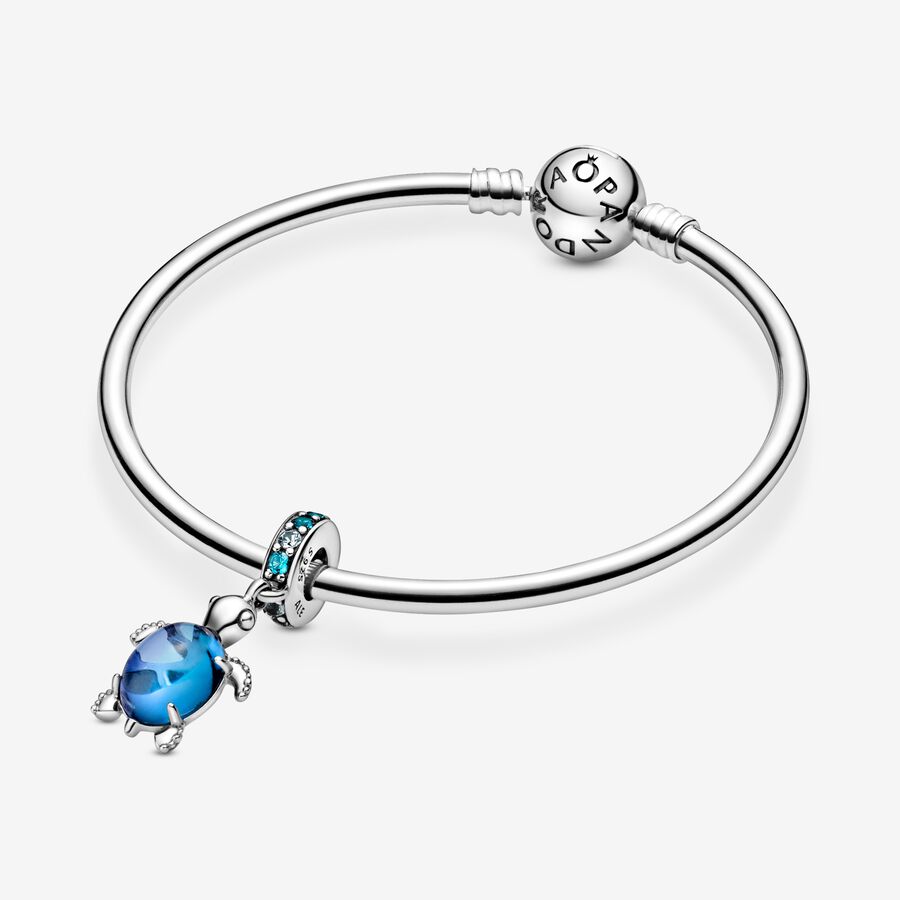 Dangle Charms Pandora Murano Glass Sea Turtle Strieborne | SK349ZUWM