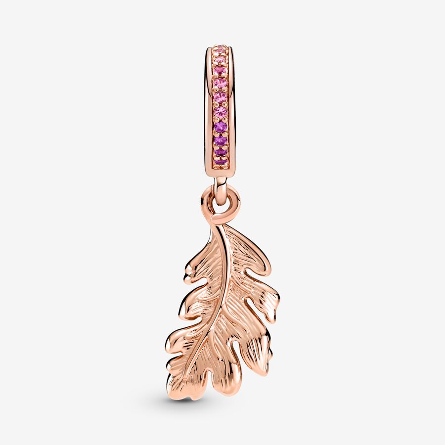 Dangle Charms Pandora Oak Leaf Ruzove Zlate | SK183LRFM