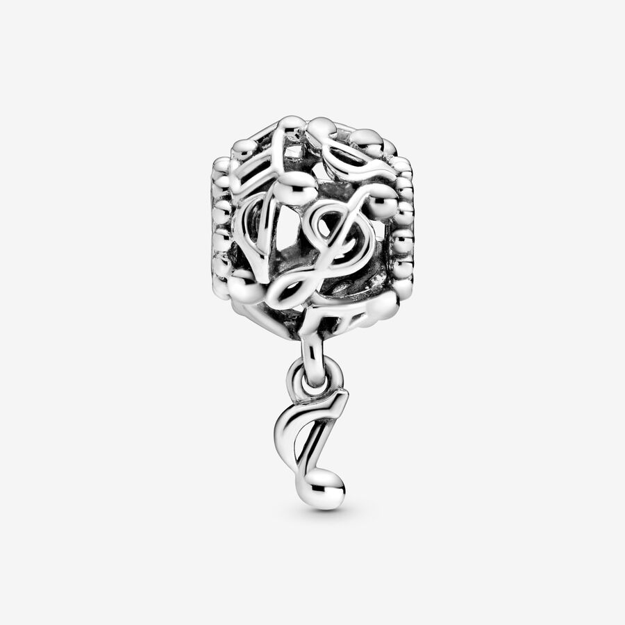 Dangle Charms Pandora Openwork Music Notes Strieborne | SK392NXQL