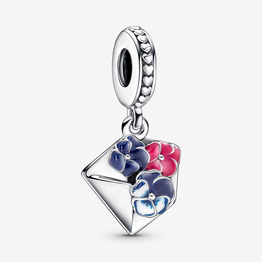 Dangle Charms Pandora Pansy Flower Envelope Strieborne | SK480PQYV