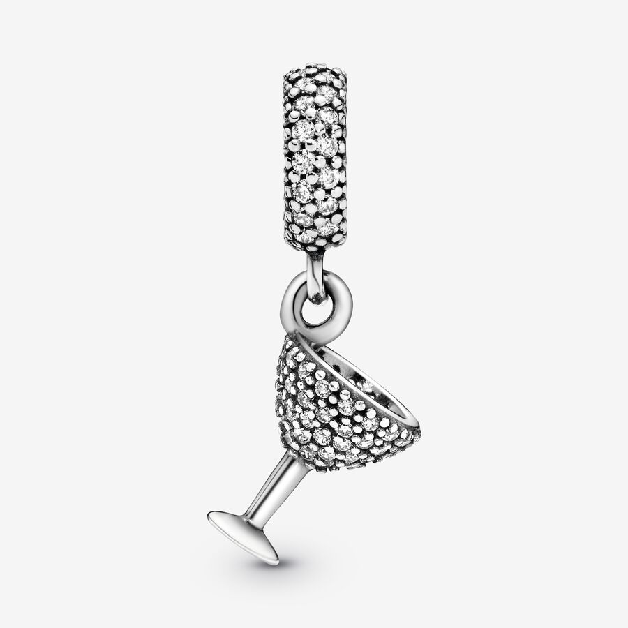 Dangle Charms Pandora Pave Cocktail Glass Strieborne | SK084JWXF