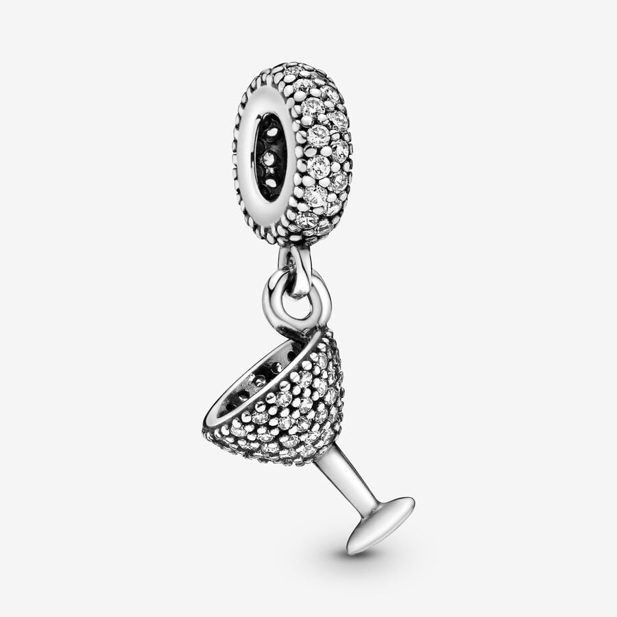 Dangle Charms Pandora Pave Cocktail Glass Strieborne | SK084JWXF