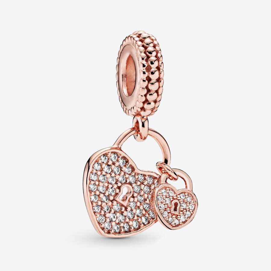 Dangle Charms Pandora Pave Padlocks Ruzove Zlate | SK706OLYR