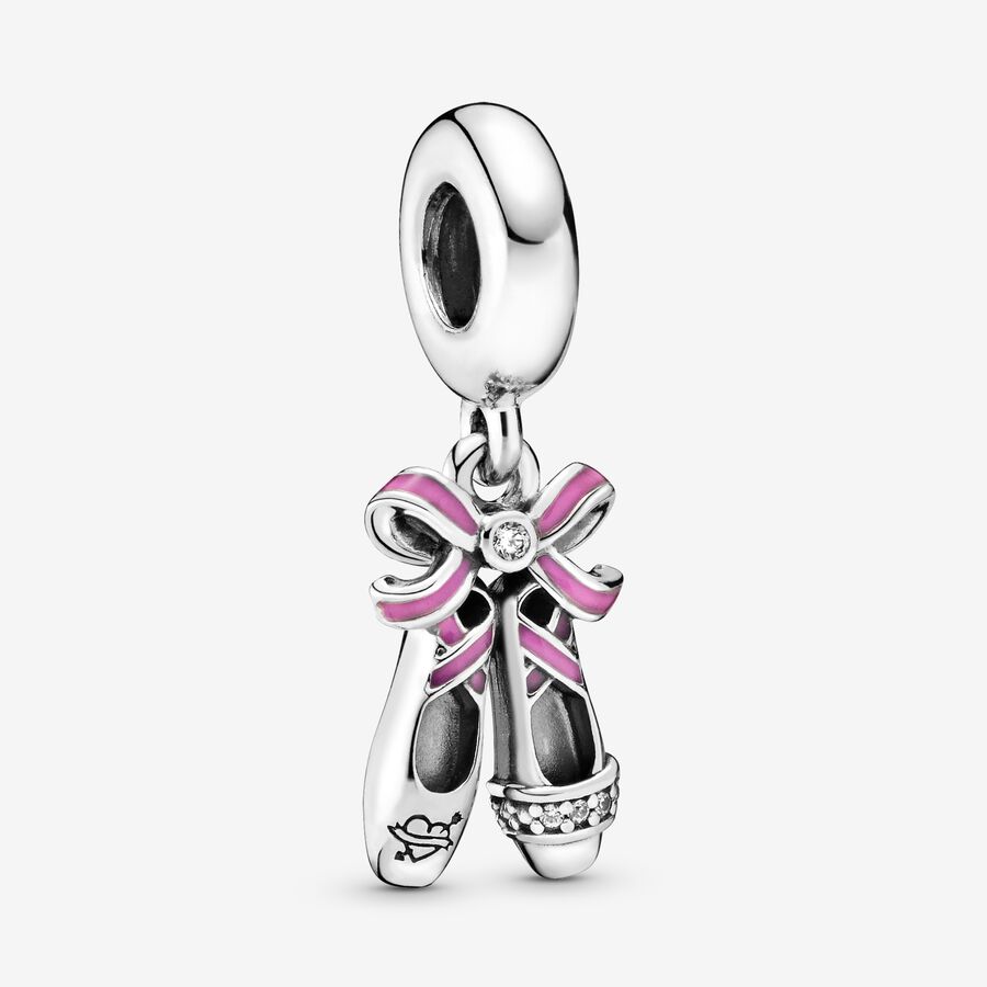 Dangle Charms Pandora Pink Ballerina Shoes Strieborne | SK429TFCL