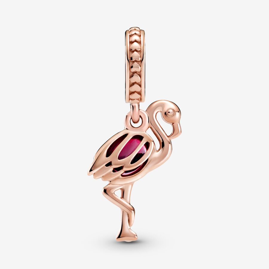 Dangle Charms Pandora Pink Murano Glass Flamingo Ruzove Zlate | SK869HRAW